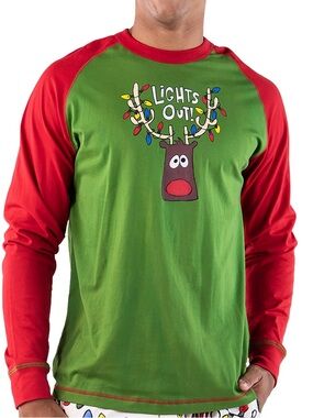 Lazy One Men’s Size Large Lights Out Reindeer Long Sleeve Tee